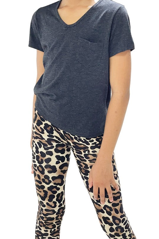 Girls' V-Neck Slouchy Pocket Tee