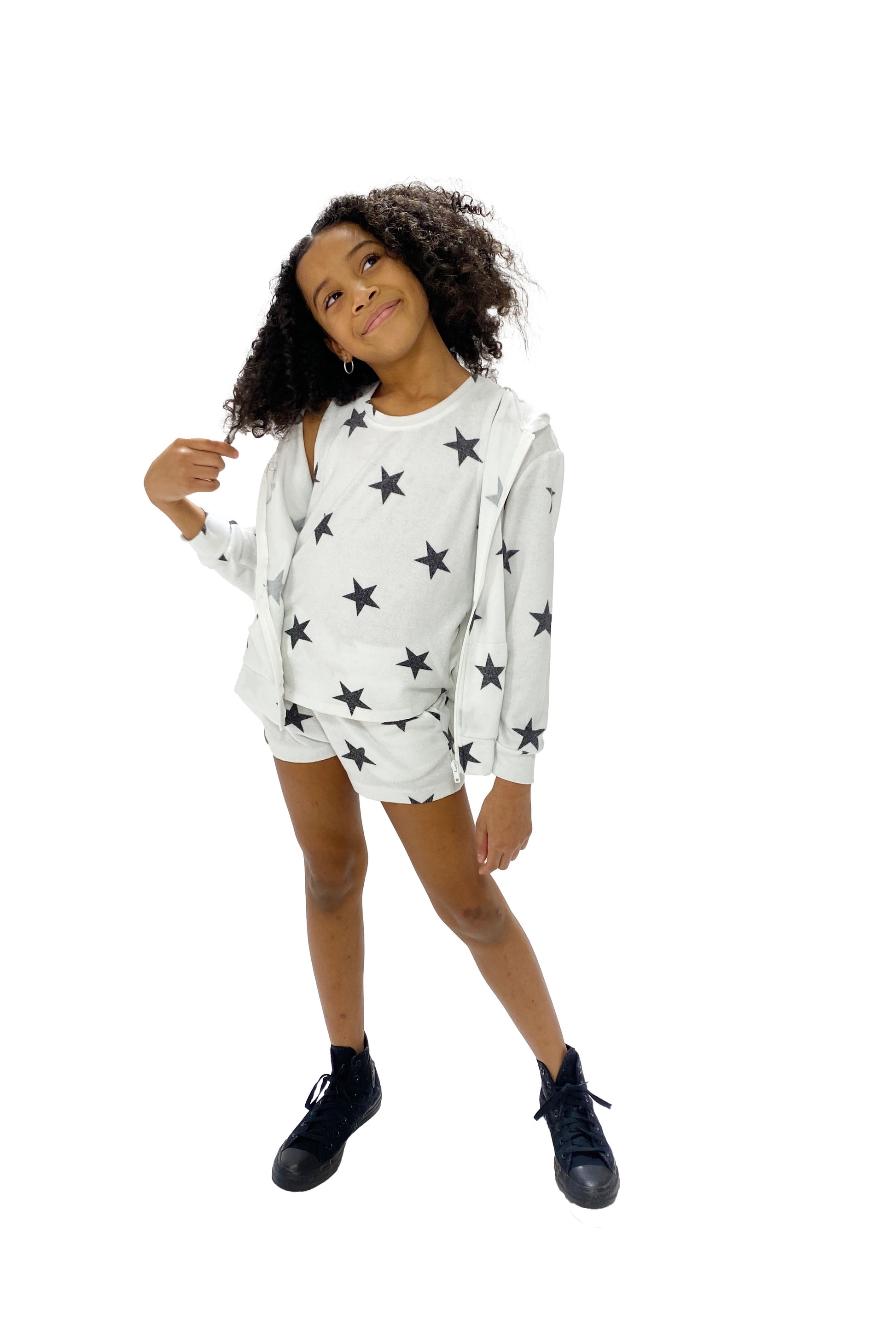 Lounge Set Hoodie and Short Solid Black image 3