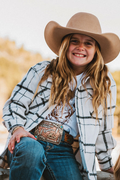 Kid's Shacket Blanco Plaid