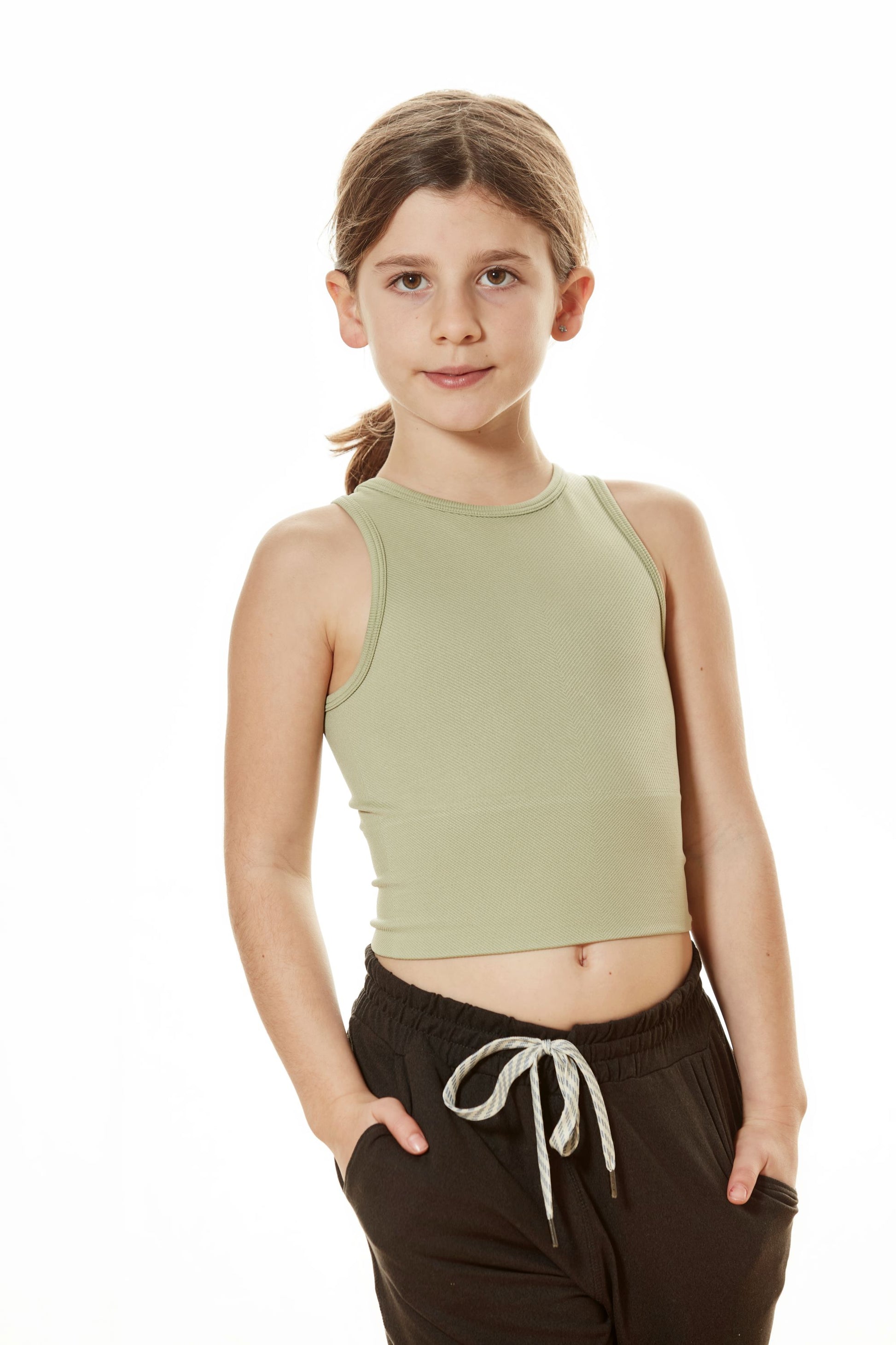 Girls' Chevron Crop Top Slate image 2