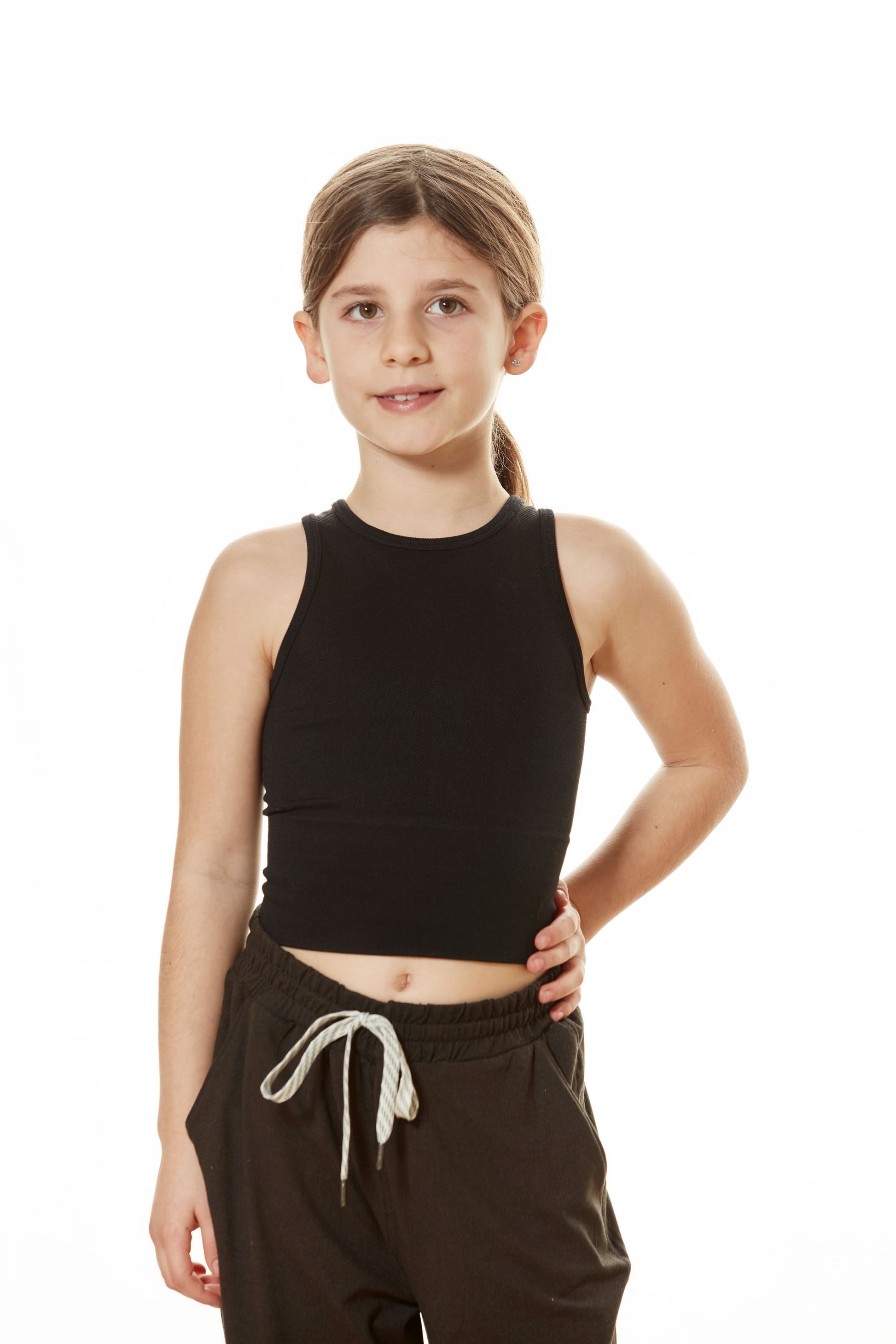 Girls' Chevron Crop Top Slate image 6