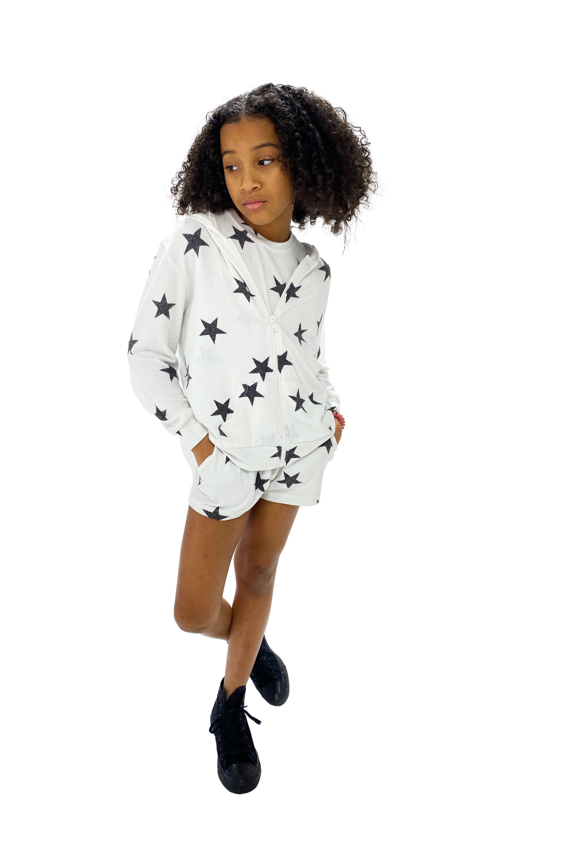 Lounge Set Hoodie and Short Solid Black image 4