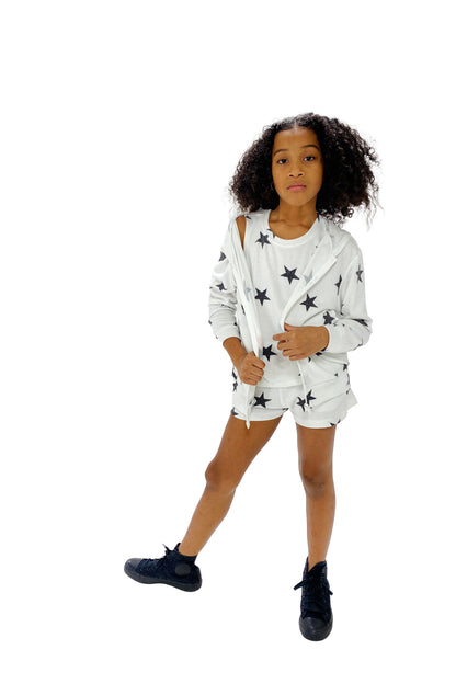 Lounge Set Hoodie and Short Solid Black image 2