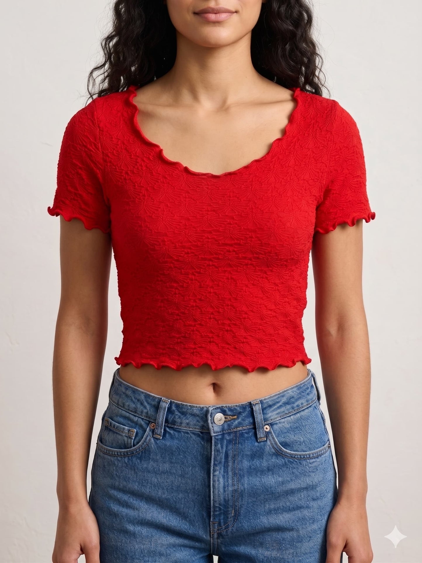 Women's Seamless Jacquard Short Sleeve