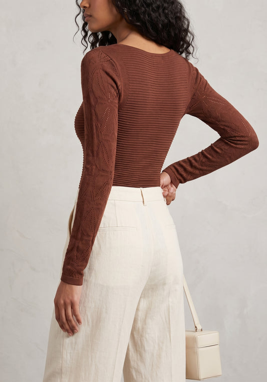 Women's Long Sleeve Jacquard Top