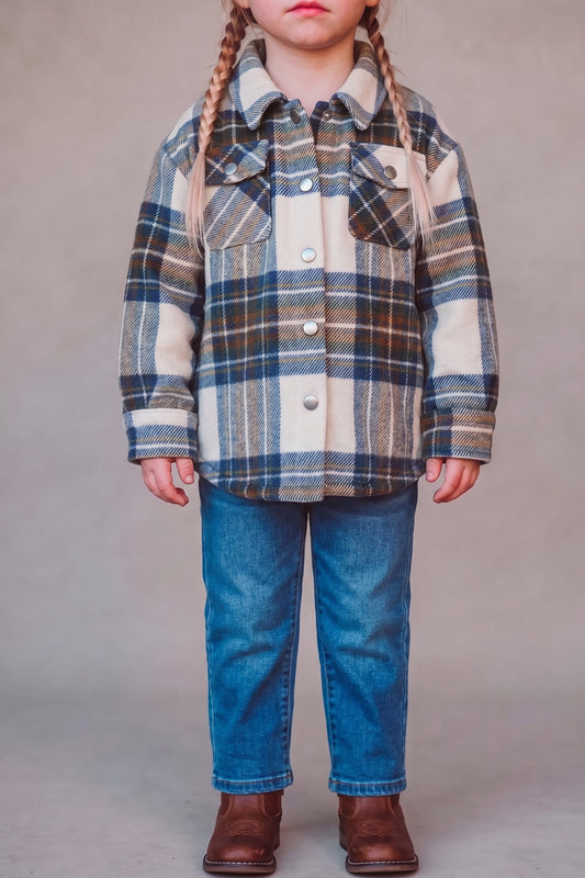 Kid's Shacket Beige Tartan