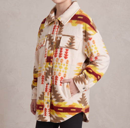 Kid's Shacket Brown Southwestern