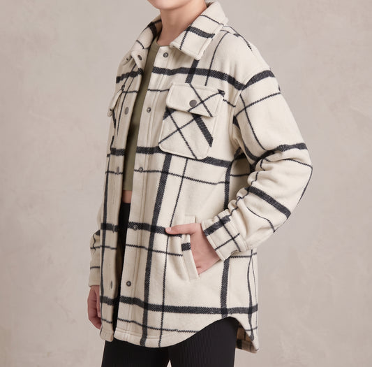 Kid's Shacket Blanco Plaid