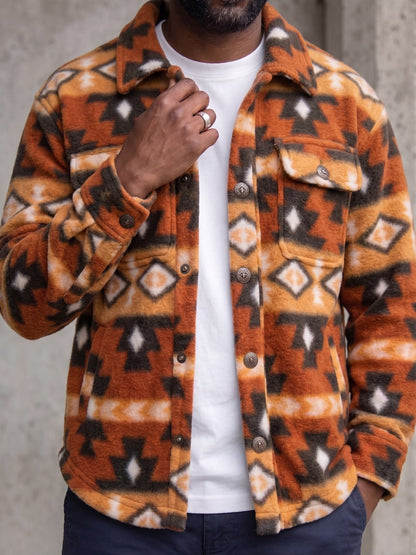Men's Shacket Rust Aztec