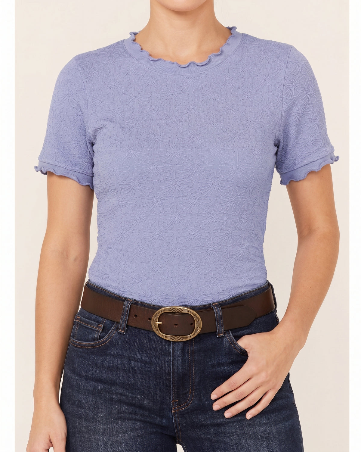 Girls' Seamless Jacquard Short Sleeve