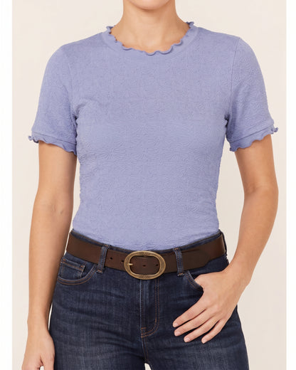 Girls' Seamless Jacquard Short Sleeve
