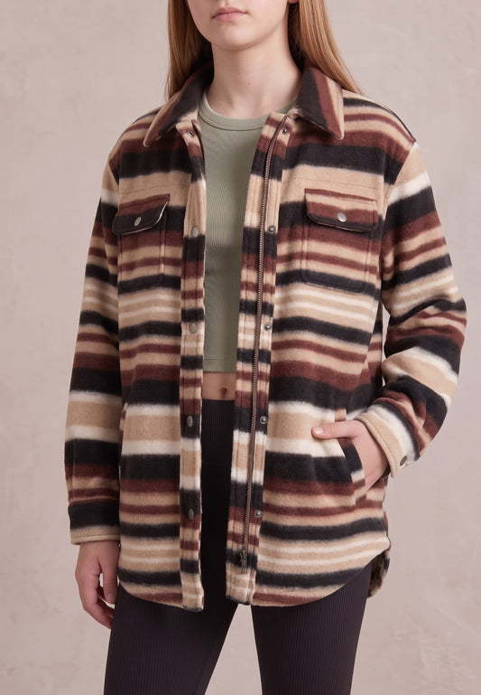 Kid's Shacket Burgundy Stripe