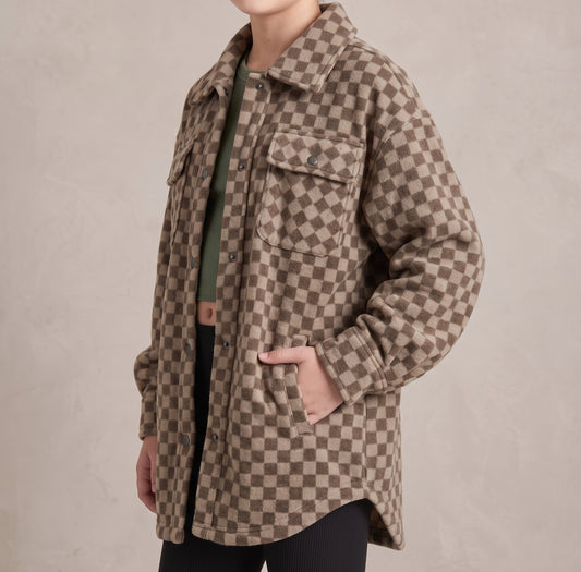 Kid's Shacket Grey Checkerboard