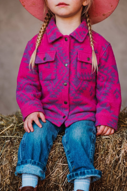 Toddler's Shacket Fuchsia Aztec