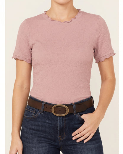 Girls' Seamless Jacquard Short Sleeve