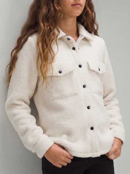 Girls' Sherpa Button Up Crop Jacket