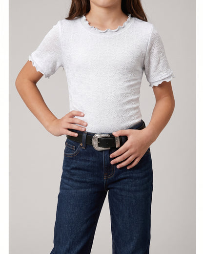 Girls' Seamless Jacquard Short Sleeve