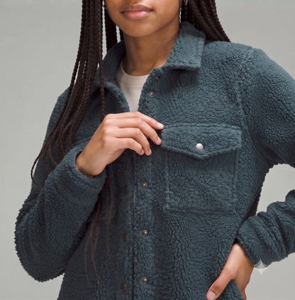 Girls' Sherpa Button Up Crop Jacket