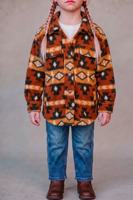 Kid's Shacket Rust Aztec