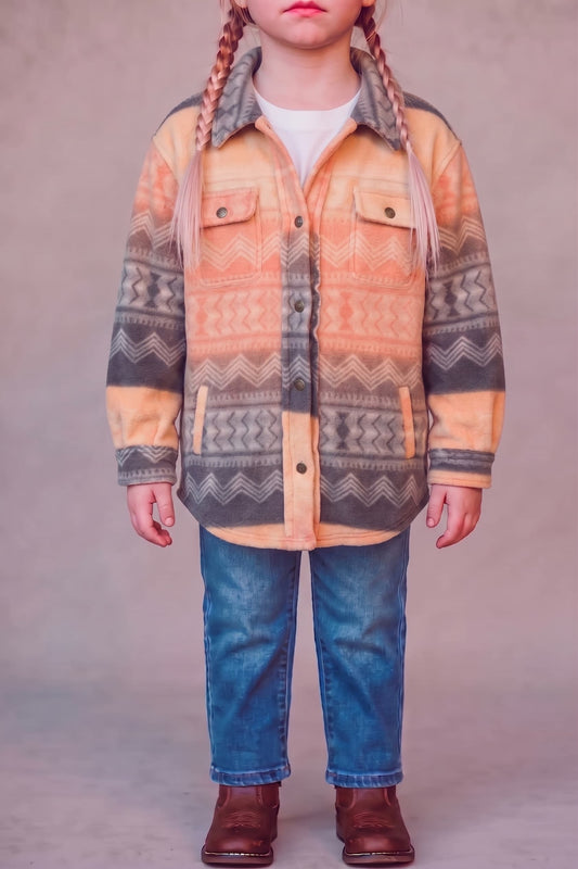 Kid's Shacket Coral Aztec