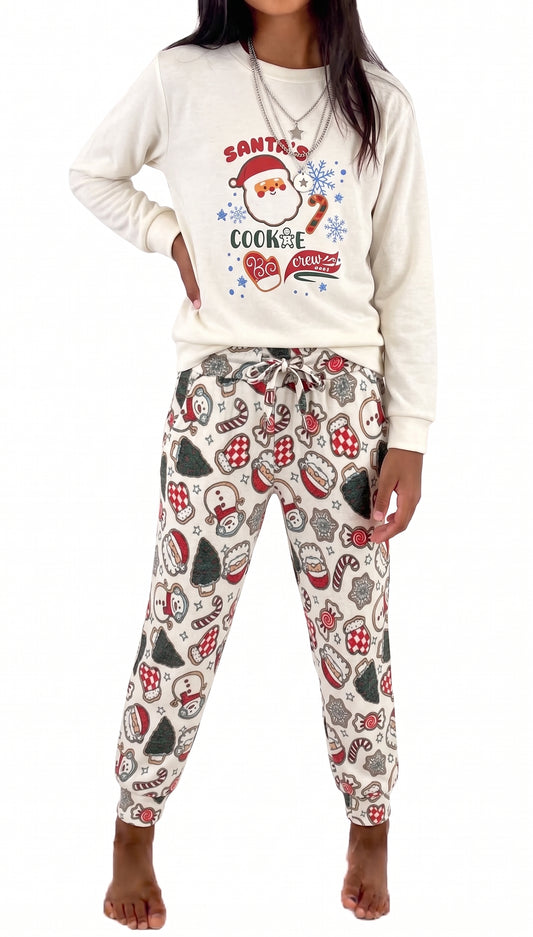 Kid's Hacci White/Red Santa Cookies Lounge Set