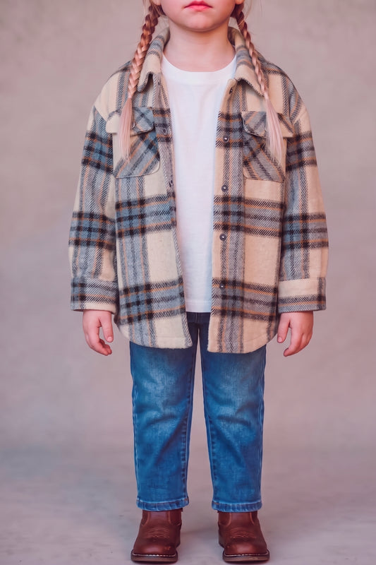 Newborn Shacket Taupe Tartan