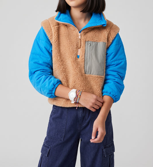 Girl's Sherpa Sweater Tri-Color