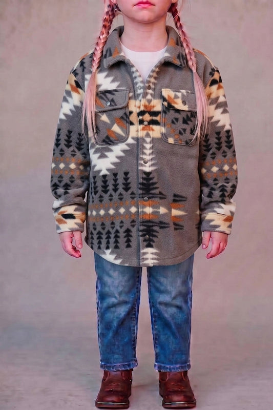 Toddler's Shacket Charcoal Aztec