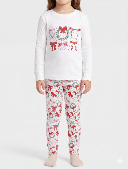 Kids Hacci White/Red Bows Lounge Set