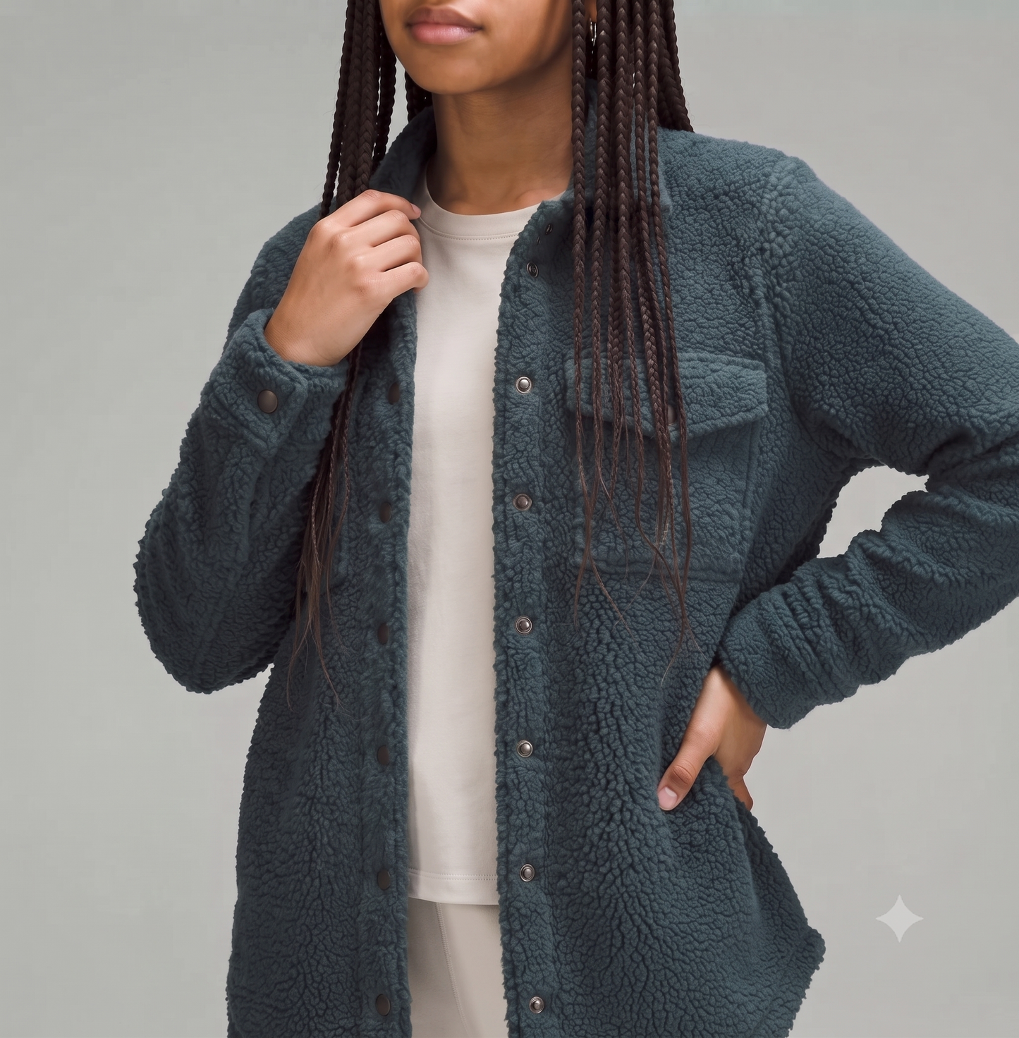 Girls' Sherpa Button Up Crop Jacket