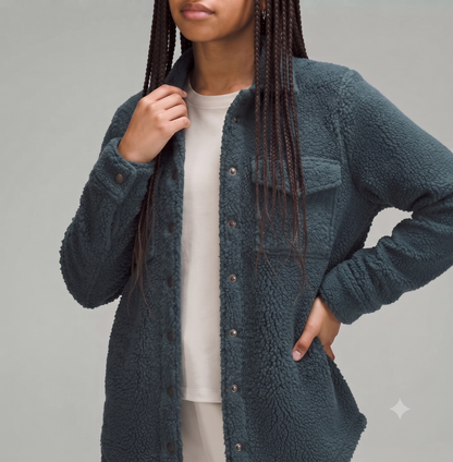 Girls' Sherpa Button Up Crop Jacket