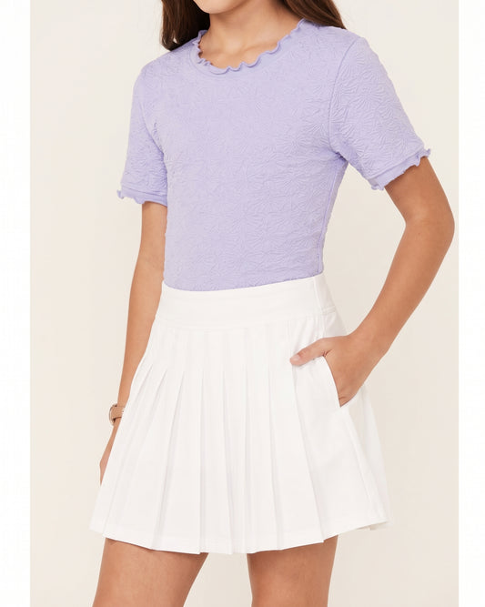 Girls' Seamless Jacquard Short Sleeve