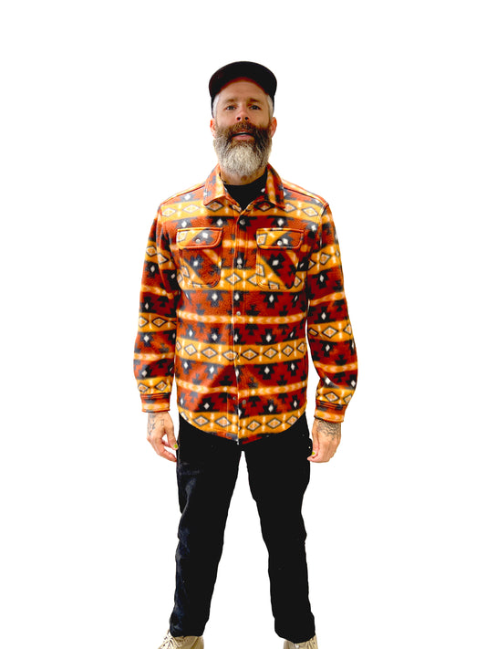 Men's Shacket Rust Aztec