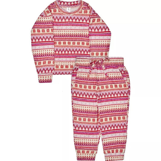 Kid's Hacci Pink Fair Isle Lounge Set