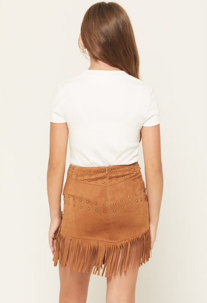 Girl's Faux Suede Concho Skirt