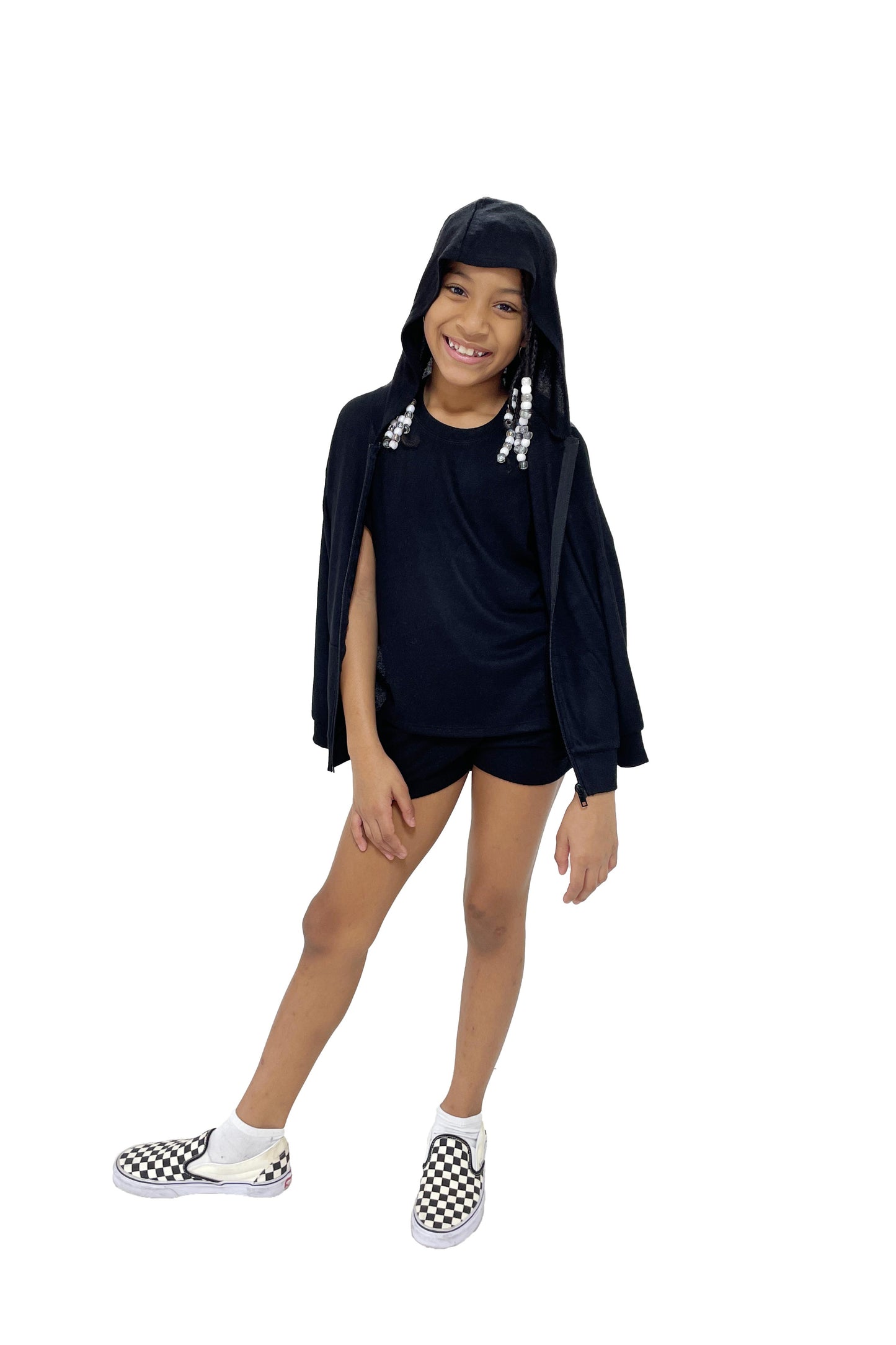 Lounge Set Hoodie and Short Solid Black image 1