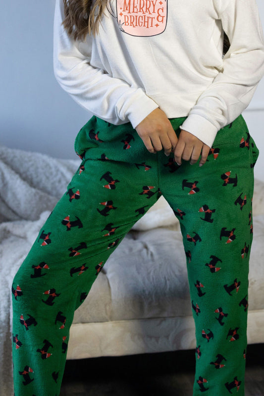 Women's Pajamas Santa Dog Green image 0